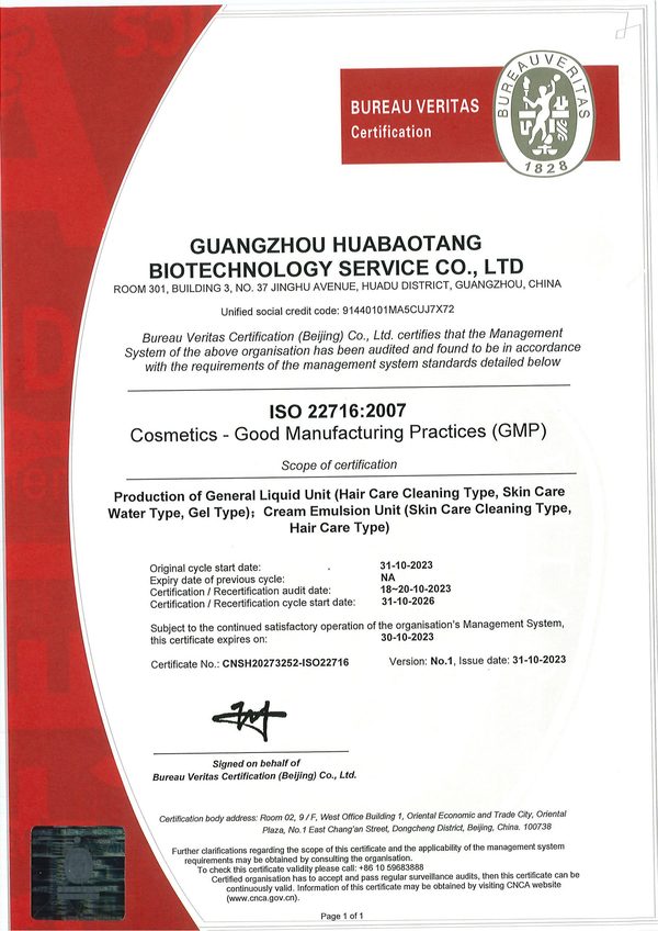 ISO 22716 Certificate